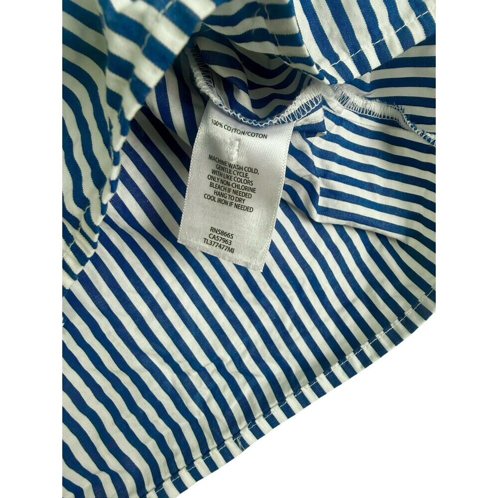 Leith Blue White Stripe Off Shoulder Ruffle Top One Shoulder Blouse XS Cotton - Picture 4 of 6